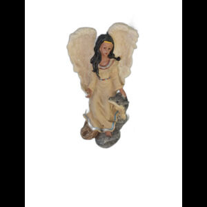 Vintage Angel And Wolf Figurine 5.5 Tall Hand Painted